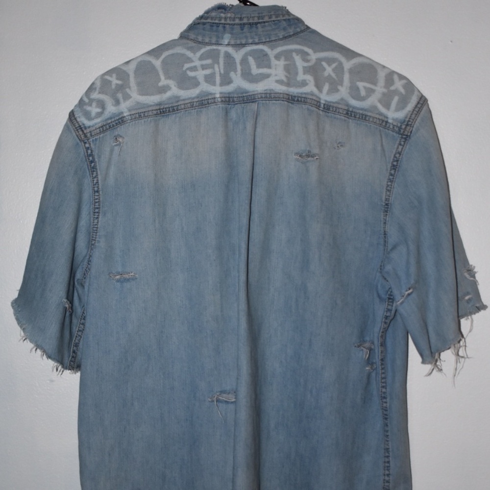 Custom Balenciaga Graffiti Denim shirt